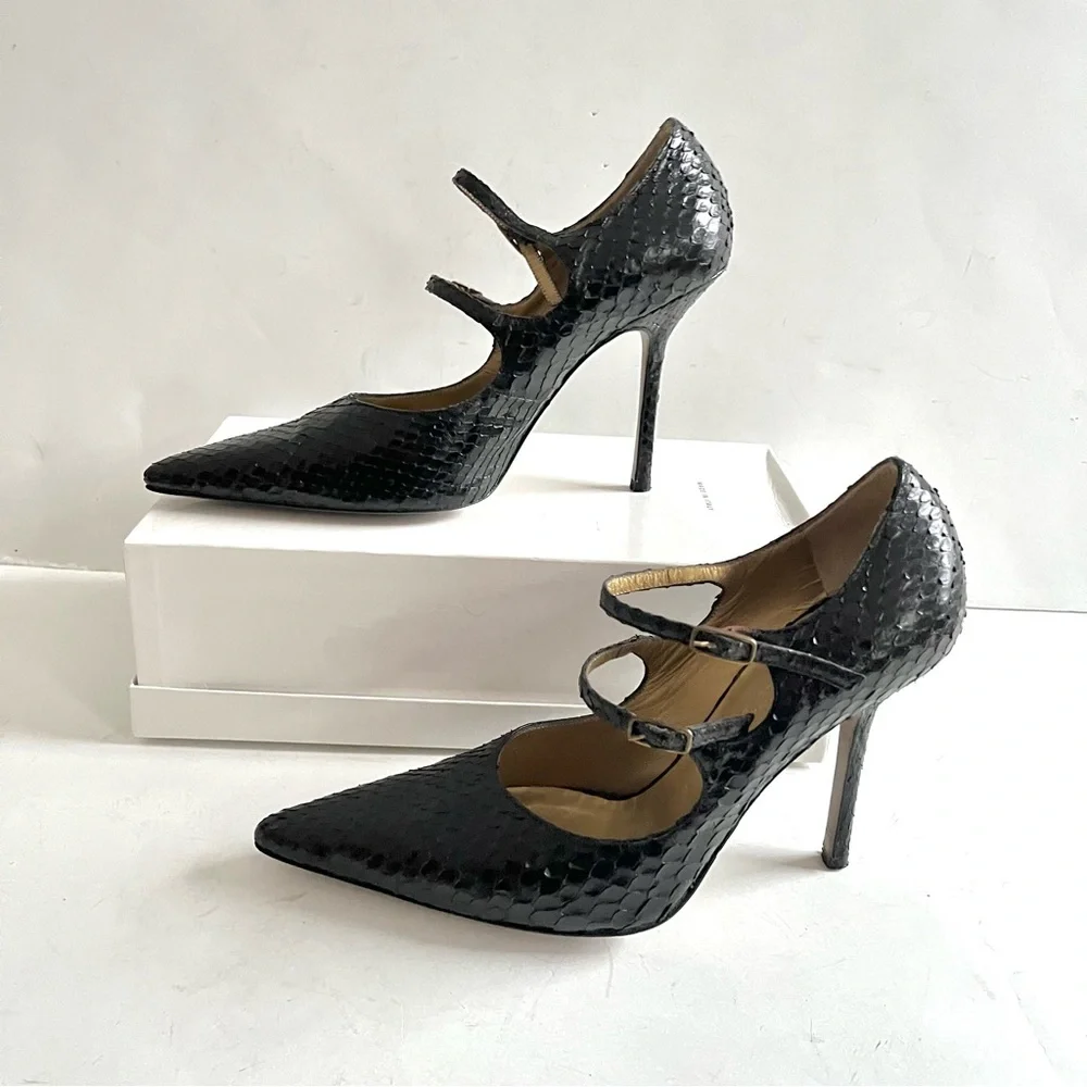 Givenchy black python Mary Jane heels 37.5